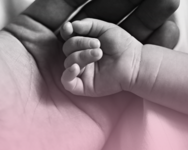 A baby'ss hand rests in an adults.