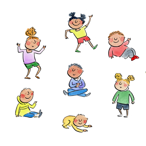 A colourful illustration of Big Ears Little Ears participants.