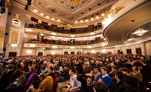 The auditorium in the Usher Hall as seen from stage right, at a sold out concert.