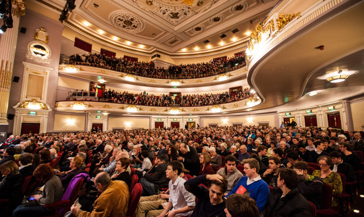 The auditorium in the Usher Hall as seen from stage right, at a sold out concert.
