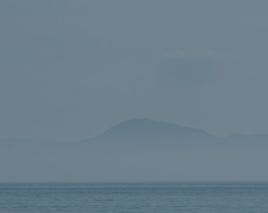 A long shot of the sea and horizon