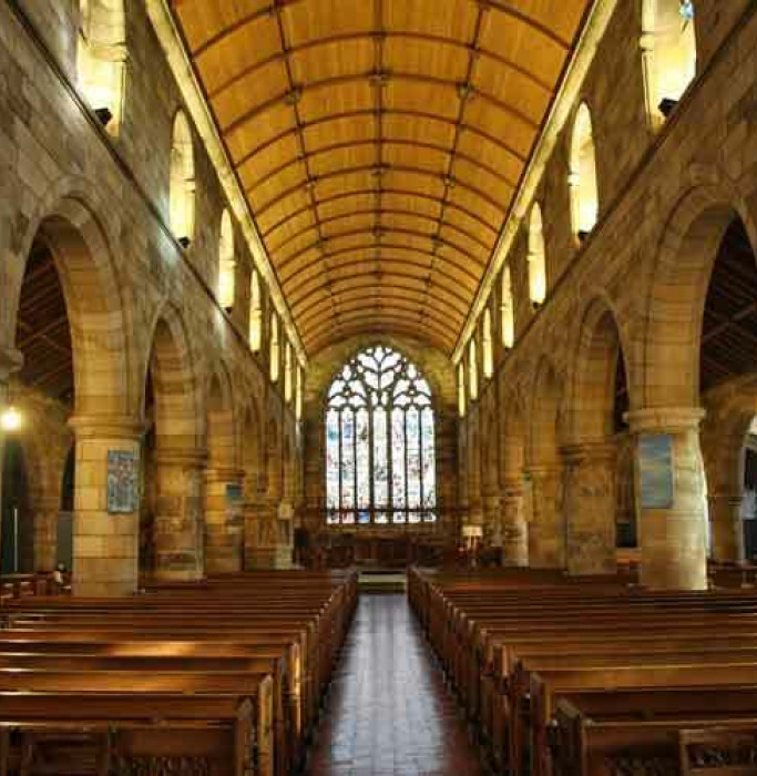 St Andrews Holy Trinity church view with no audience in pews